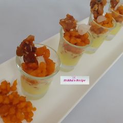 A picture of Custard boondi caramel crunchy shots.