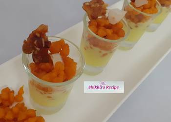 Easy Serving Recipe Custard boondi caramel crunchy shots Savory Delicious