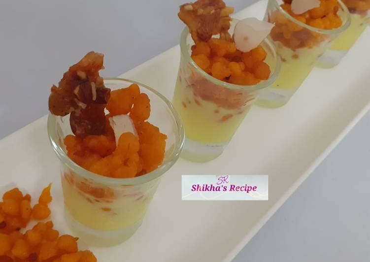 Custard boondi caramel crunchy shots Custard boondi caramel crunchy shots