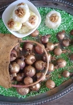 عکسی از دستور باسلوق زعفرانی بدون ژلاتین