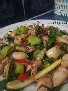 Foto resep Cumi asin tumis cabe ijo #BikinRamadanBerkesan