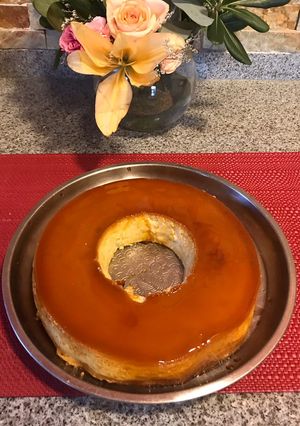 Una foto de Flan de leche en polvo y coco