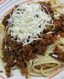 Tallarín con carne molida y chorizo