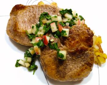The New Way Making Recipe Allspice pork chops with apple chimichurri Practical Delicious