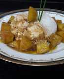 Pollo al curry con batatas en Almíbar