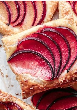 A picture of 4 ingredient plum tarts.