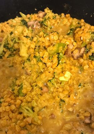 Une photo de Dhal de Lentilles corails & Brocolis au curry