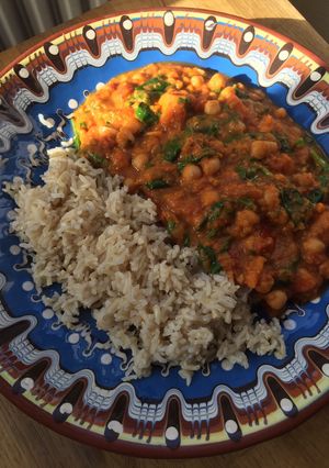 A picture of Sweet potato peanut curry.
