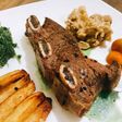 Rib Steak with Cream Mushroom Sauce