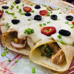 A picture of Saucy savoury Crepes... recipe by zoha omer.