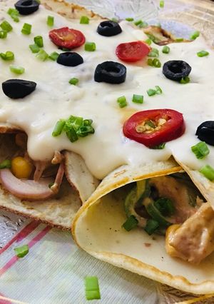 A picture of Saucy savoury Crepes... recipe by zoha omer.