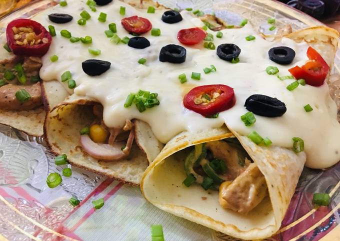 Saucy savoury Crepes... recipe by zoha omer