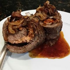 A picture of Brad's teryaki steak and salmon pinwheels.