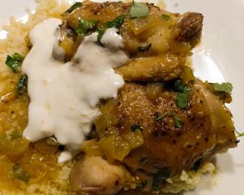 New Recipe Saffron and cinnamon braised chicken with lemon yogurt Yummy