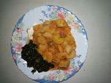 Matoke and fried spinach