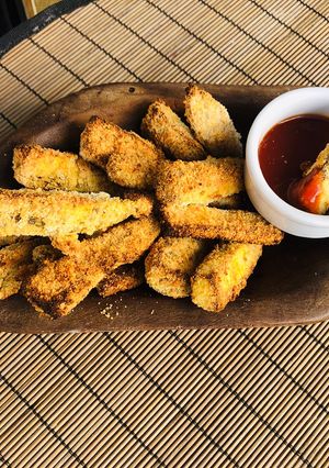 Una foto de Keto - Papa fritas con berenjenas 🍆 y salsita picantonaNo pensé que quedarían tan ricas!!