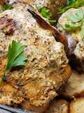 Roasted Cornish Hens over French Breads with a Rich Creamy Top