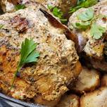 Roasted Cornish Hens over French Breads with a Rich Creamy Top