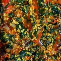 A picture of Spinach with Moong dal sabzi.