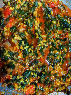 A picture of Spinach with Moong dal sabzi.