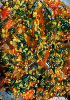 A picture of Spinach with Moong dal sabzi.
