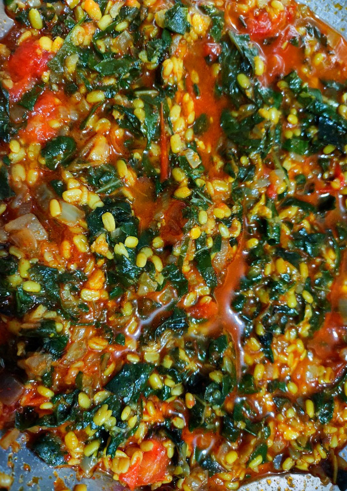 A picture of Spinach with Moong dal sabzi.