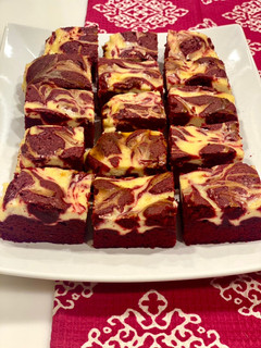 A picture of Red Velvet Cheesecake Brownies.