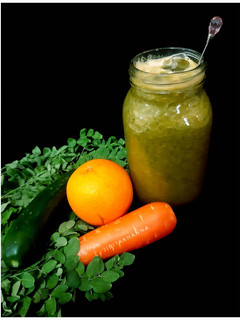 A picture of Moringa Smoothie with Orange, Carrot, Cucumber & Chia Seeds.
