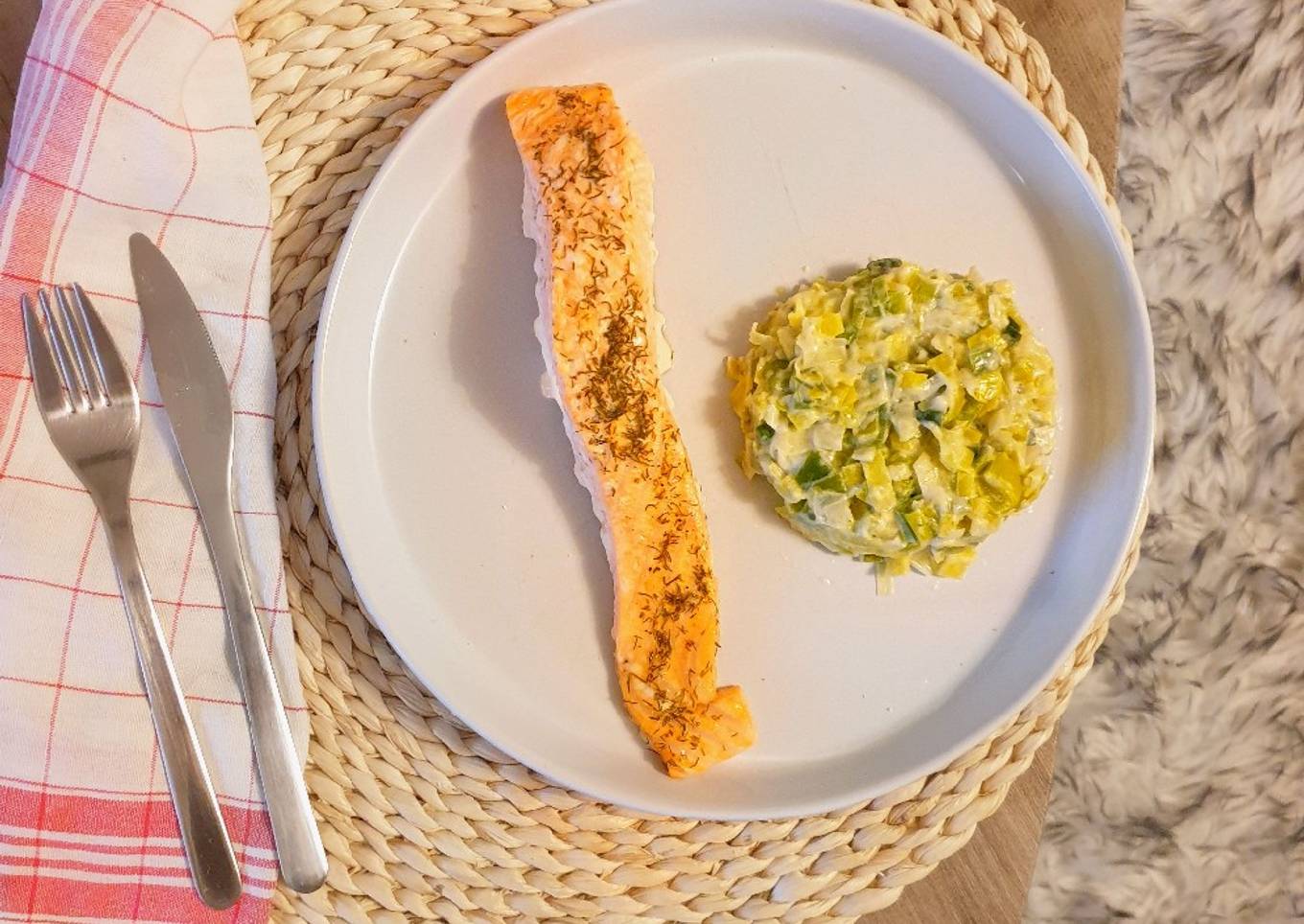 Fondu de poireaux | saumon
