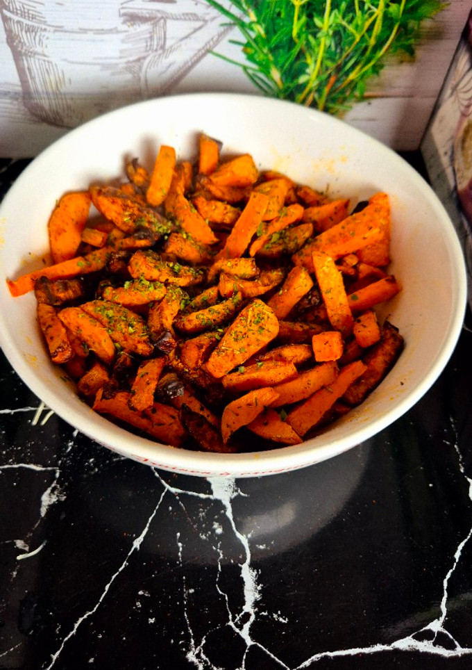 Une photo de Frites de patate douce au air fryer