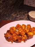 Peri peri tandoori soya chap with curd dressing / dip