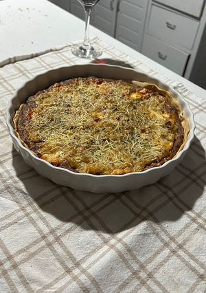 Una foto de Tarta de calabacín y cebolla