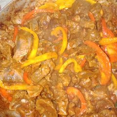 A picture of Beef(chilli) fry with mboga ya kienyeji #charityrecipe.