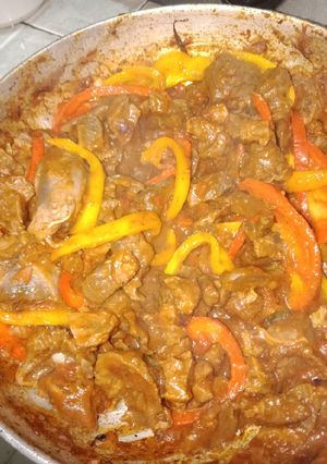 A picture of Beef(chilli) fry with mboga ya kienyeji #charityrecipe.