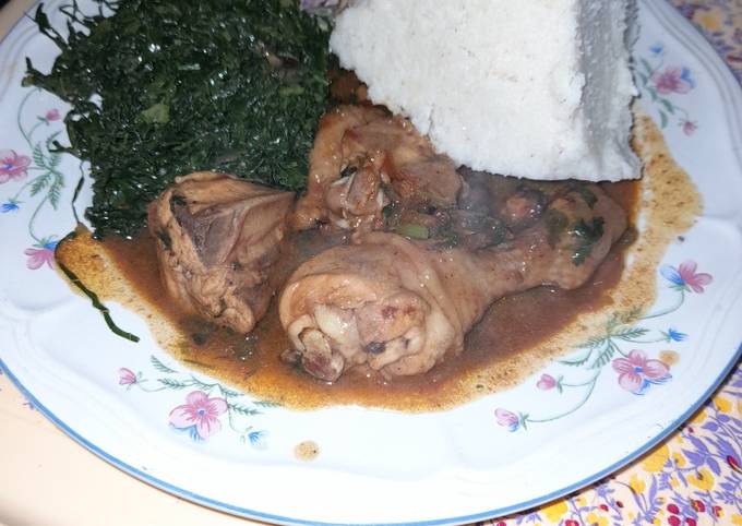 Ugali kuku and kales