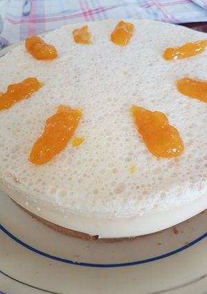 Una foto de Tarta de queso y mango sin gluten y sin huevo