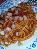 Spaghetti al pomodoro con pancetta dolce