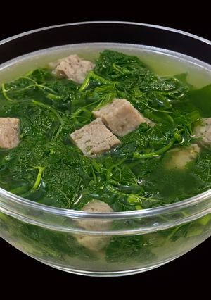 Hình của món SP.0783 - Canh Đọt Nhãn Lồng Nấu Chả Cá.