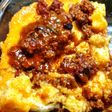 Polenta rellena con jamón y queso