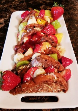 A picture of Mike's Tropical Caribbean French Toast.