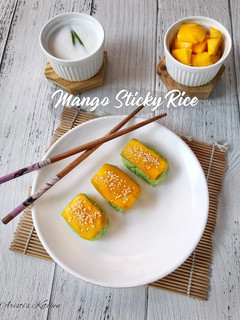 Foto resep Mango Sticky Rice Pandan Ala Sushi