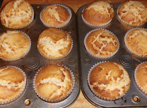 A picture of My jam filled vanilla muffins.