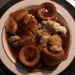 Steak Pie, Mash, Yorkshire Puddings and Gravy A picture of Steak Pie, Mash, Yorkshire Puddings and Gravy.