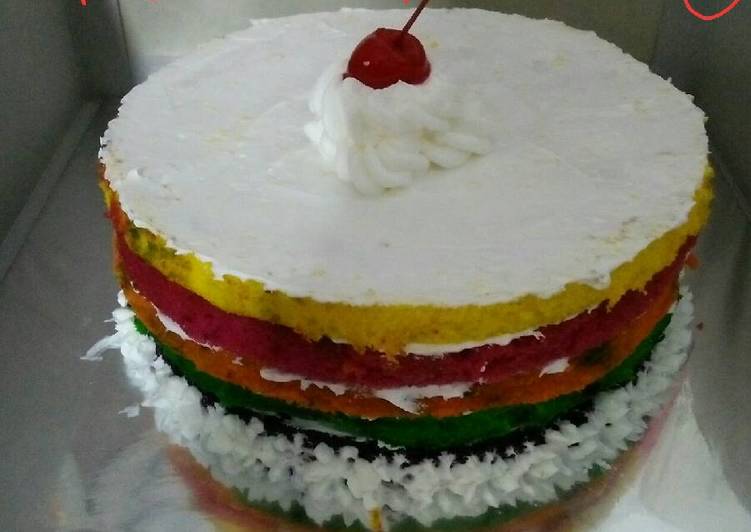 Resep Rainbow Cake Harum+gurih, Lezat