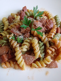 Una foto de Tirabuzones con chorizo
