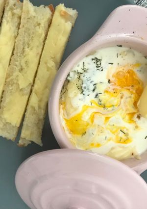 Une photo de Œuf cocotte au saumon