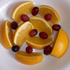 A picture of Orange and seedless berries #charity recipe.