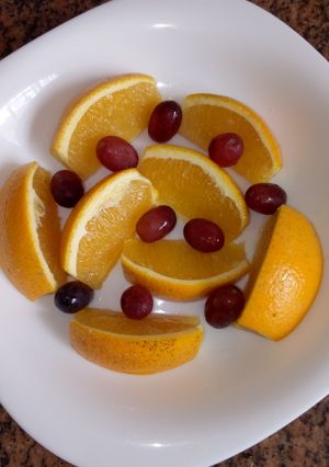 A picture of Orange and seedless berries #charity recipe.