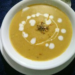 A picture of Saffron Pumpkin soup.