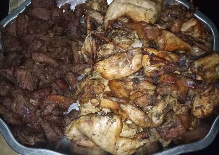 Grilled chicken and beef